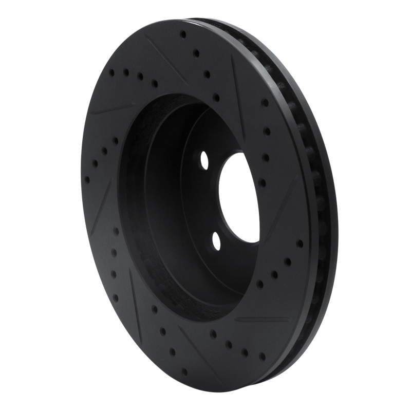 Jeep Liberty Brake Rotor (1) - Front Left - R1 Concepts - Drilled & Slotted - Black - `02-`07